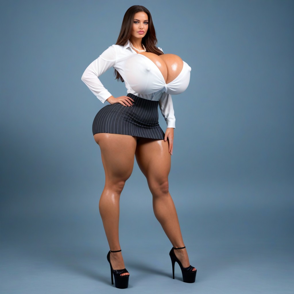 Pouting Lips, Perfect Face, Hyper Exaggerated Wasp Waist AI Porn