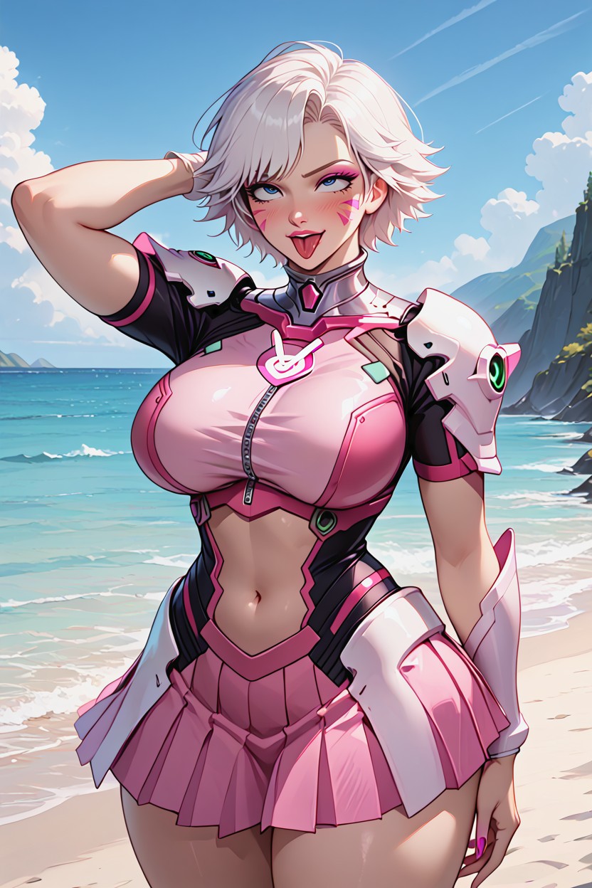 Very Short Hair, Rose All Clothes, Out Tongue AI Porn