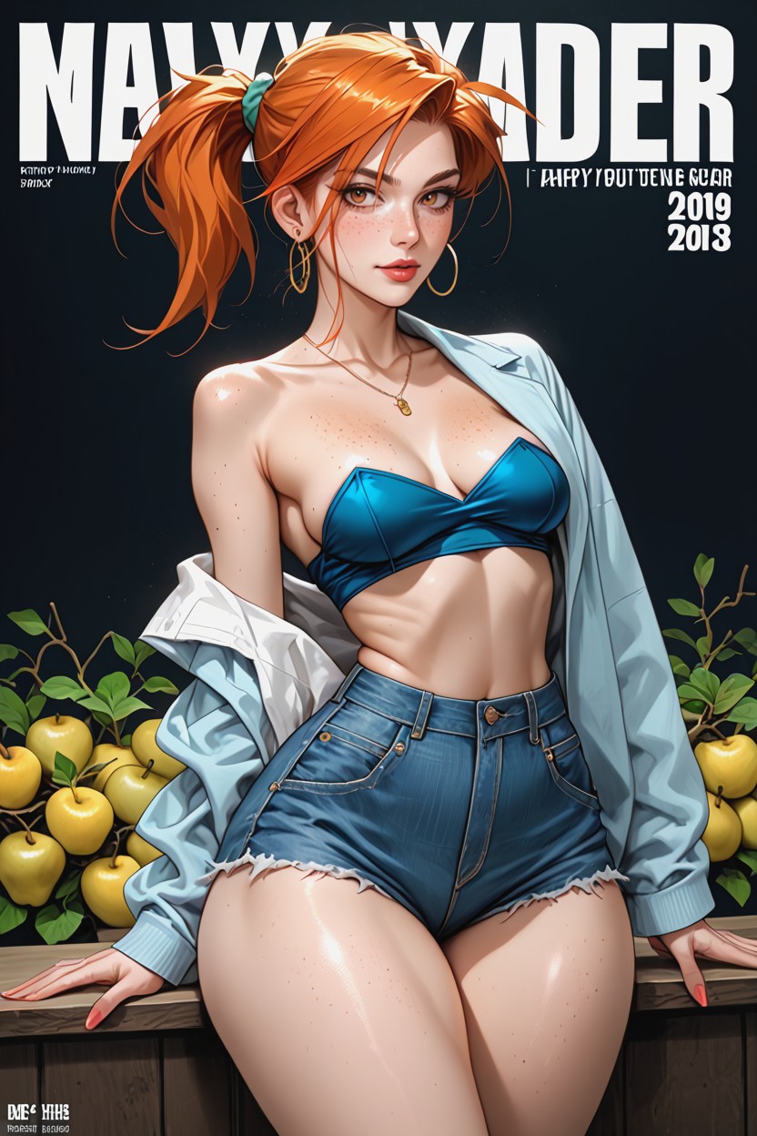Unnaturally Wide Hips, Bubble Butt, Magazine Cover AI Porn