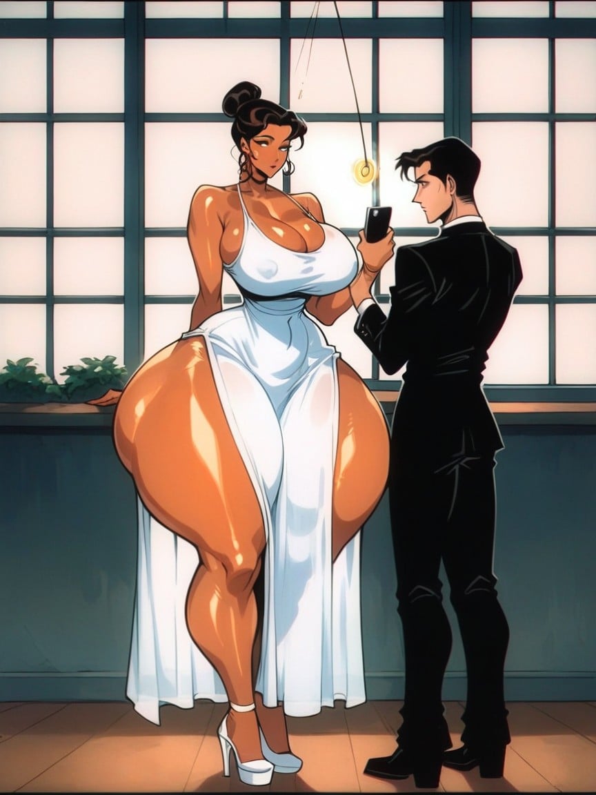 Show Off Nipple, Hourglass, Oiled Skin Hentai AI Porn