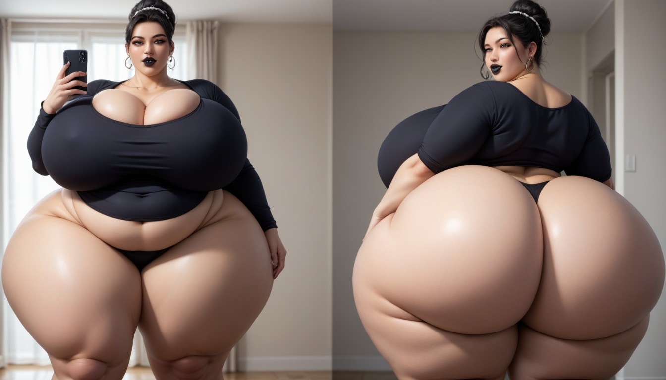 The Most Perfect Sexy Thick Plump Very Fat Asian American Woman, Thick Thighs, Most Hyper Ultra Mega Busty Woman Ever To Be Seen BBW AI Porn