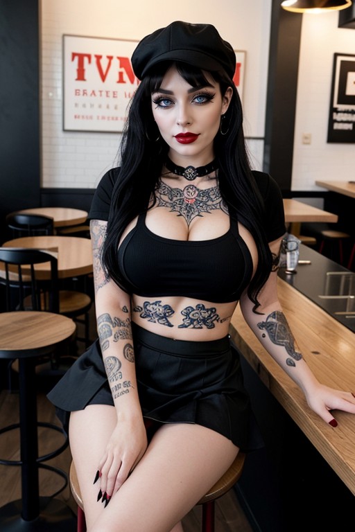 Immense Wide Open Happy Eyes, Flaunting Herself, Apron AI Porn