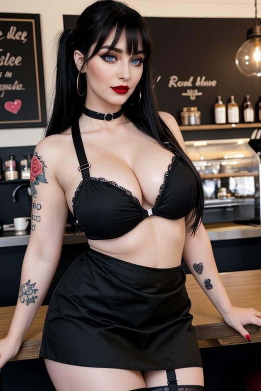 No Chin, Full Arm Red Rose Tattoos, Completely Covered In Extreme Cum AI Porn