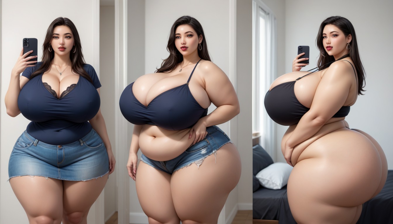 Fat Gothic, Most Hyper Ultra Mega Busty Woman Ever To Be Seen, The Most Perfect Sexy Thick Plump Very Fat Asian American Woman BBW AI Porn