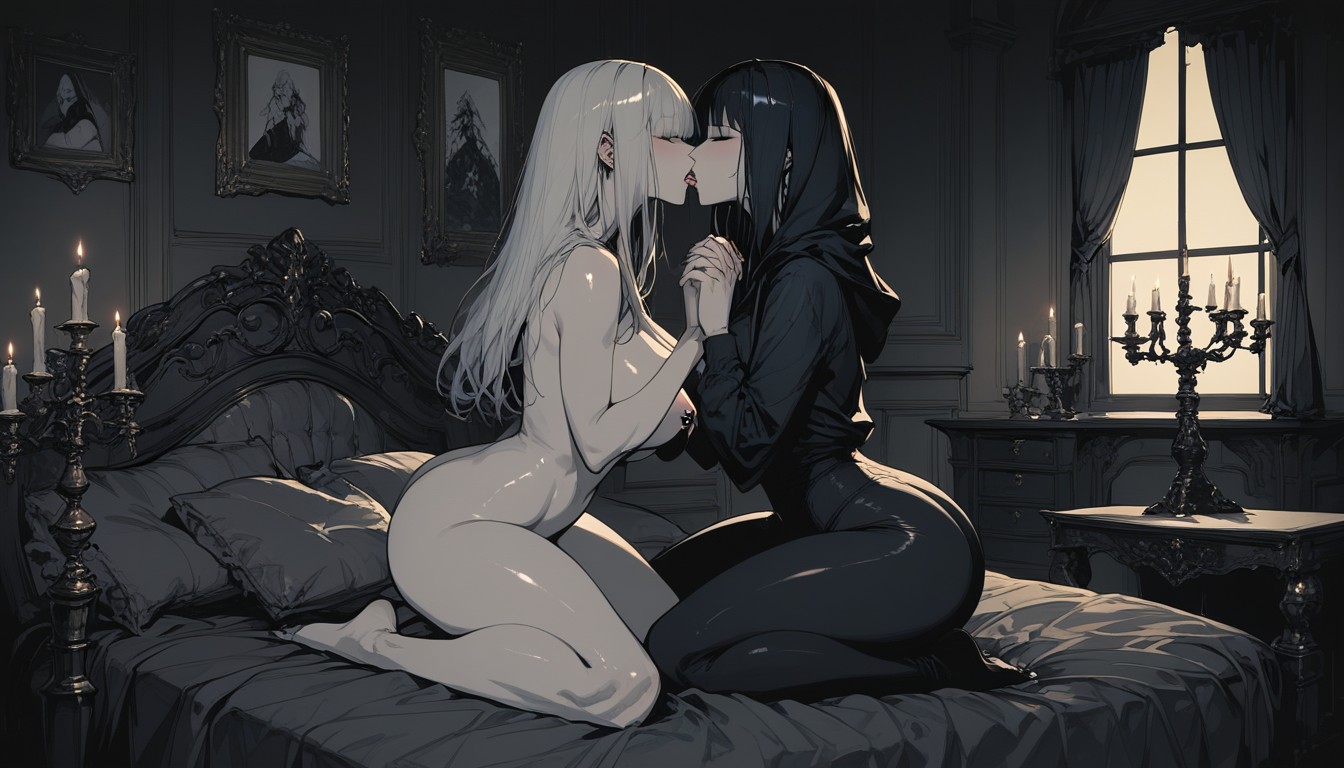 Beautiful Face, Candelabra With Candles, Naked Hentai AI Porn
