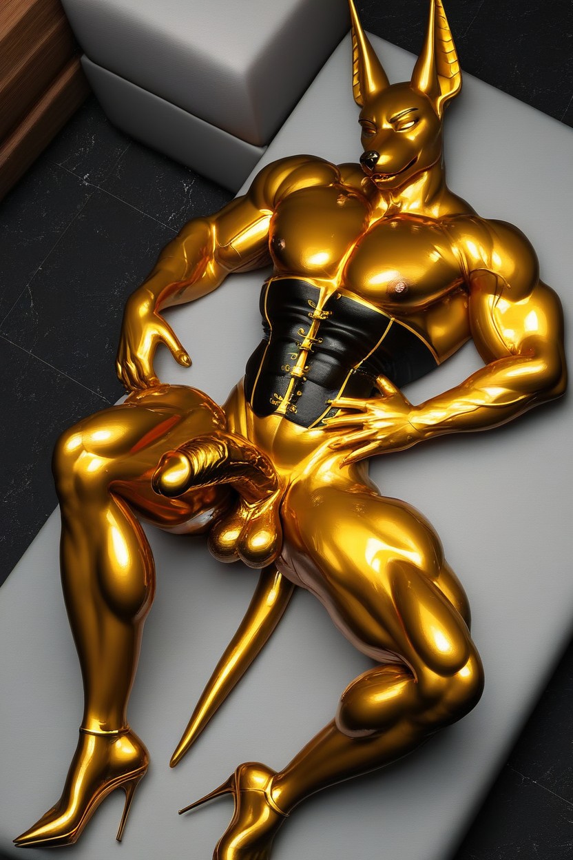 Showing Ass, Corset Gold, Veiny Pornografia peluda com IA