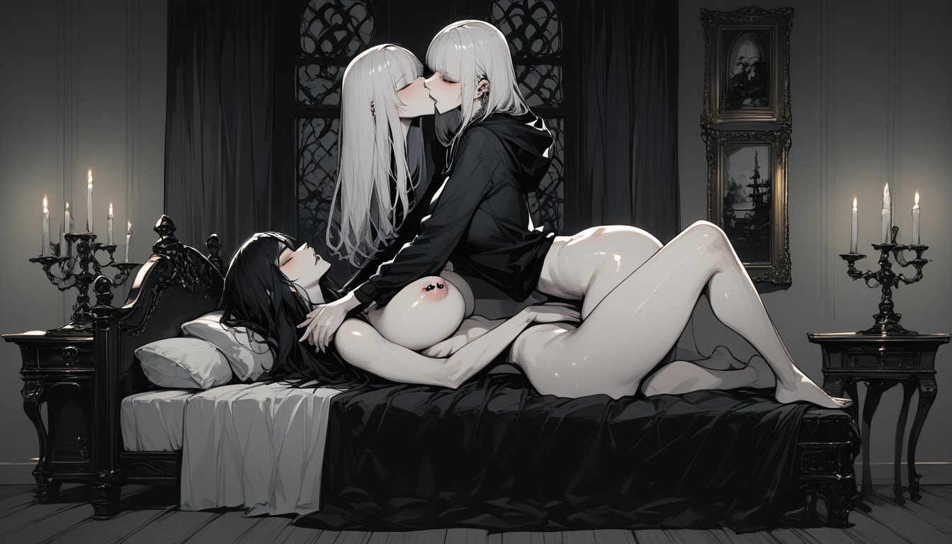 Candelabra With Candles, Side View, Clear Lines Hentai AI Porn