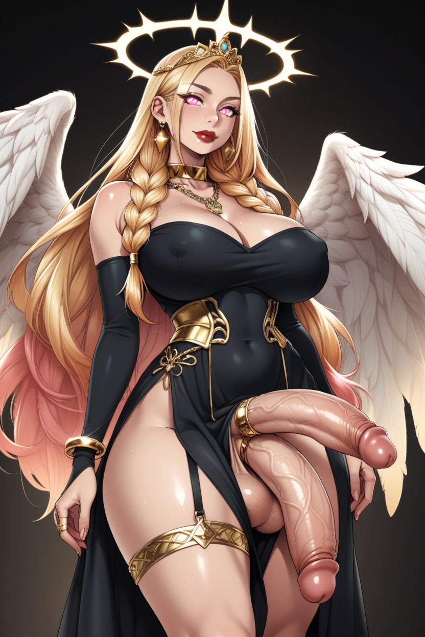 Impossibly Long Hyper Penis, Nipple Piercing, Rounded Ass Shemale AI Porn