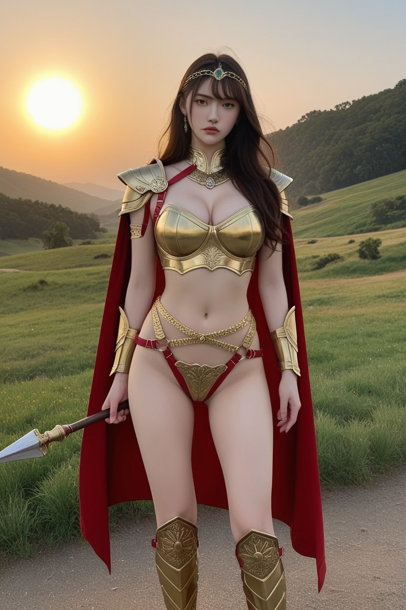 Brown Hair, Long Hair Length, Spear Over Shoulder AI国产黄片
