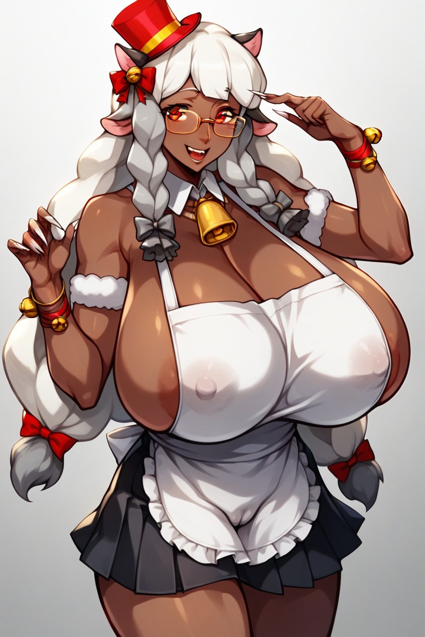 White Hair, Necklace, Black Skirt Hentai IA