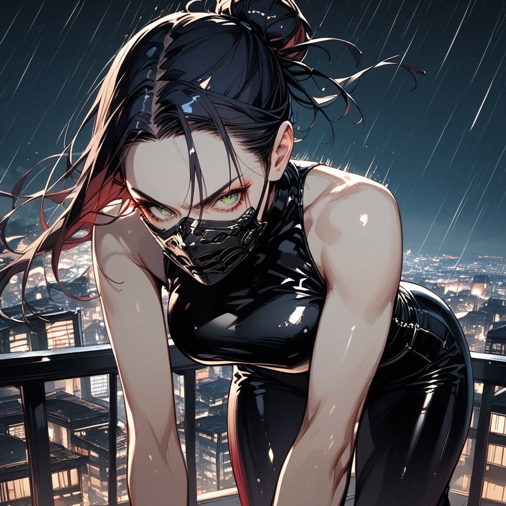Female Shinobi, Detailed Green Eyes, 18+ Hentai IA