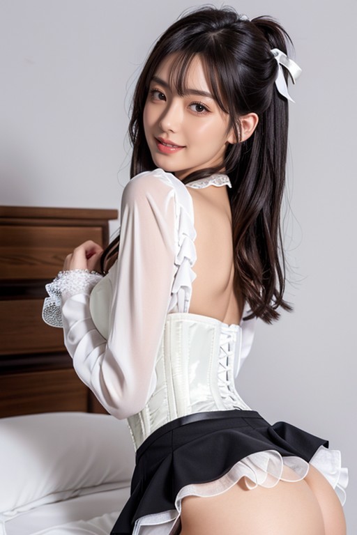 White Corset, White Furniture Background, 小臀 AI國產黃片