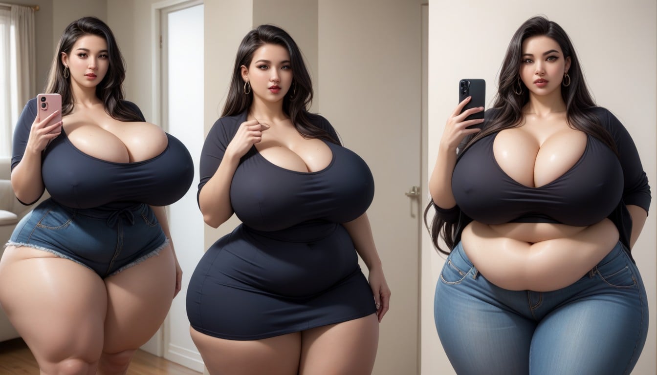 Mega Engorged So Much More Hyper Fatter Engorged Hyper Mega Breasts And Fat Ass, Extremely Large Ass, 18+ BBW AI Porn