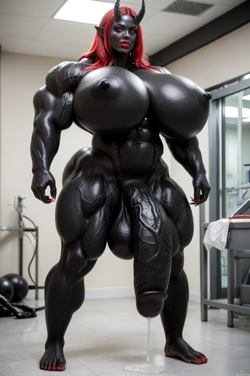 Black Barefoot, Head Touching The Ceiling, Thick Thighs Porno IA transsexuelle