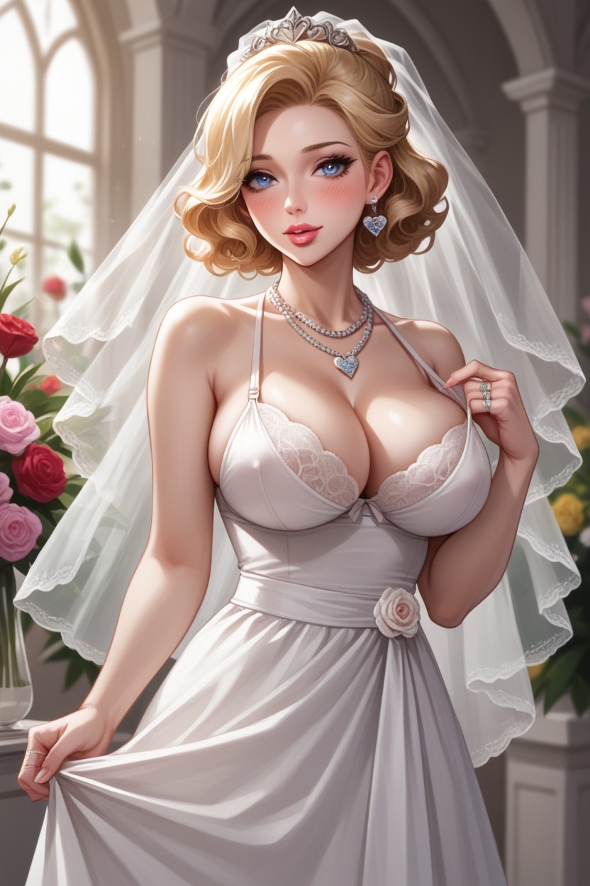 Short Length, Sticking Out Her Tongue, Wavy Curly Hair Hentai AI Porn
