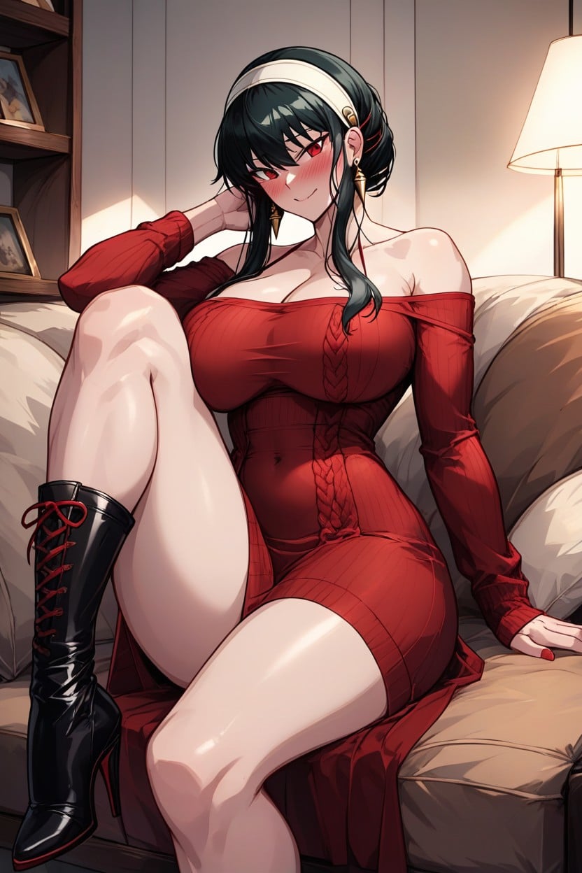 Droppy Breasts, Dress With Black Tights, Amazing Quality Hentai AI Porn