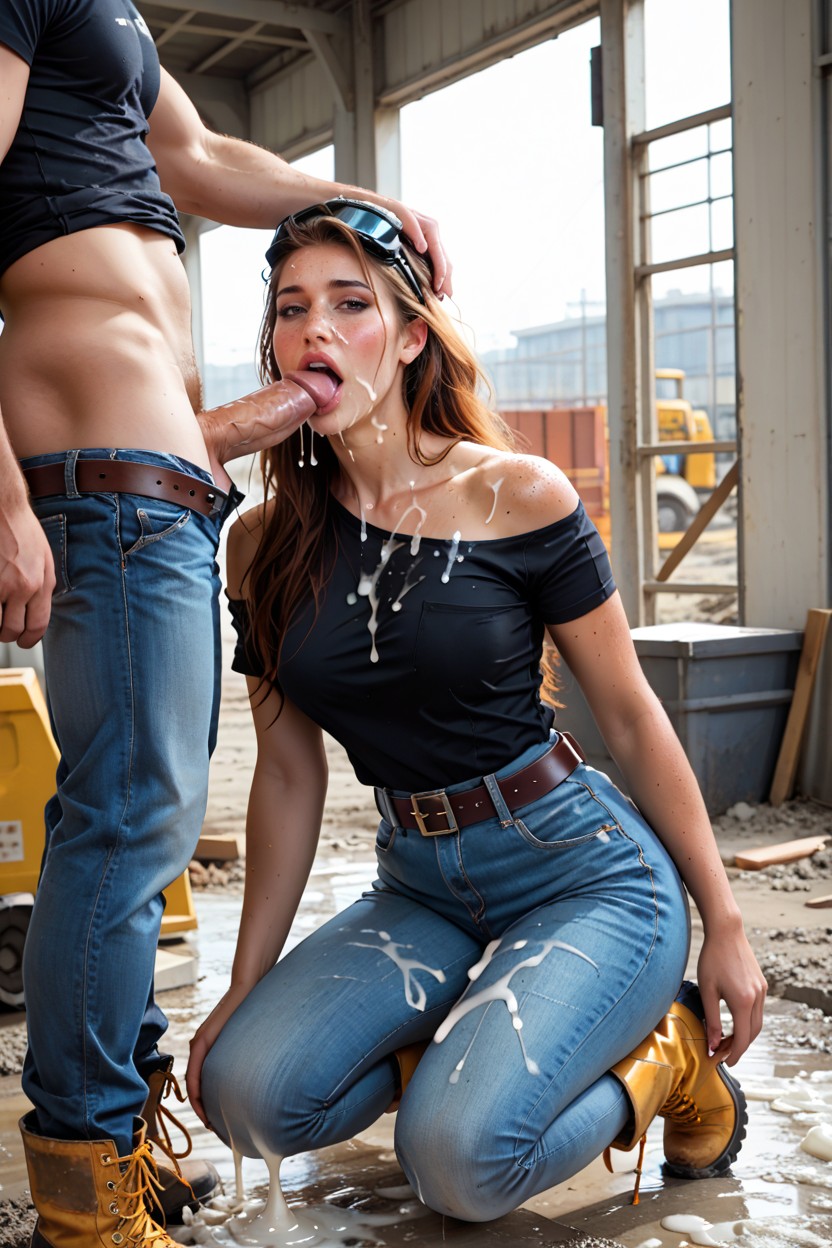 Cum Covered Face, Penis Awe, Slightly Tanned AI Porn