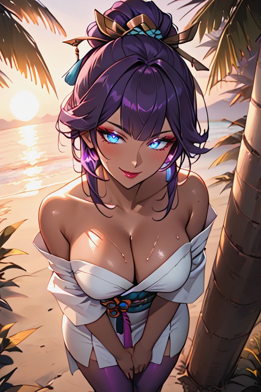 Long Strapless Dress, Short Length, Open Side Leg Hentai AI Porn