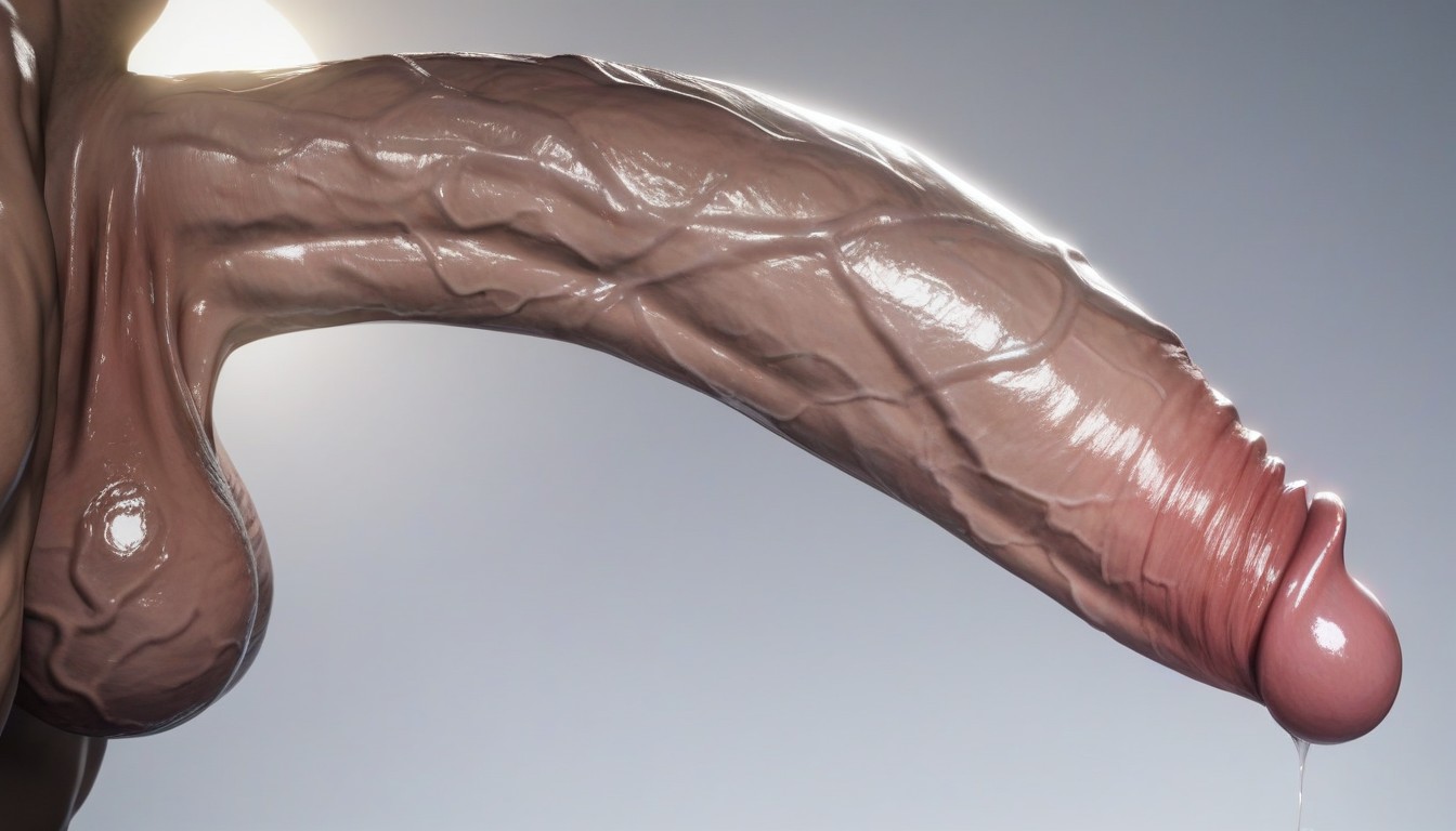 Arching, Gigantic Penis And Balls In Full View, Realistic Glans Cock Head AI Porn