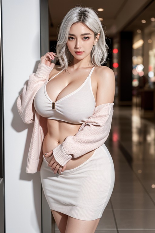 Hips Wider Than Chest, Side Parted Hair, Eyes Wide Open アジアのAIポルノ