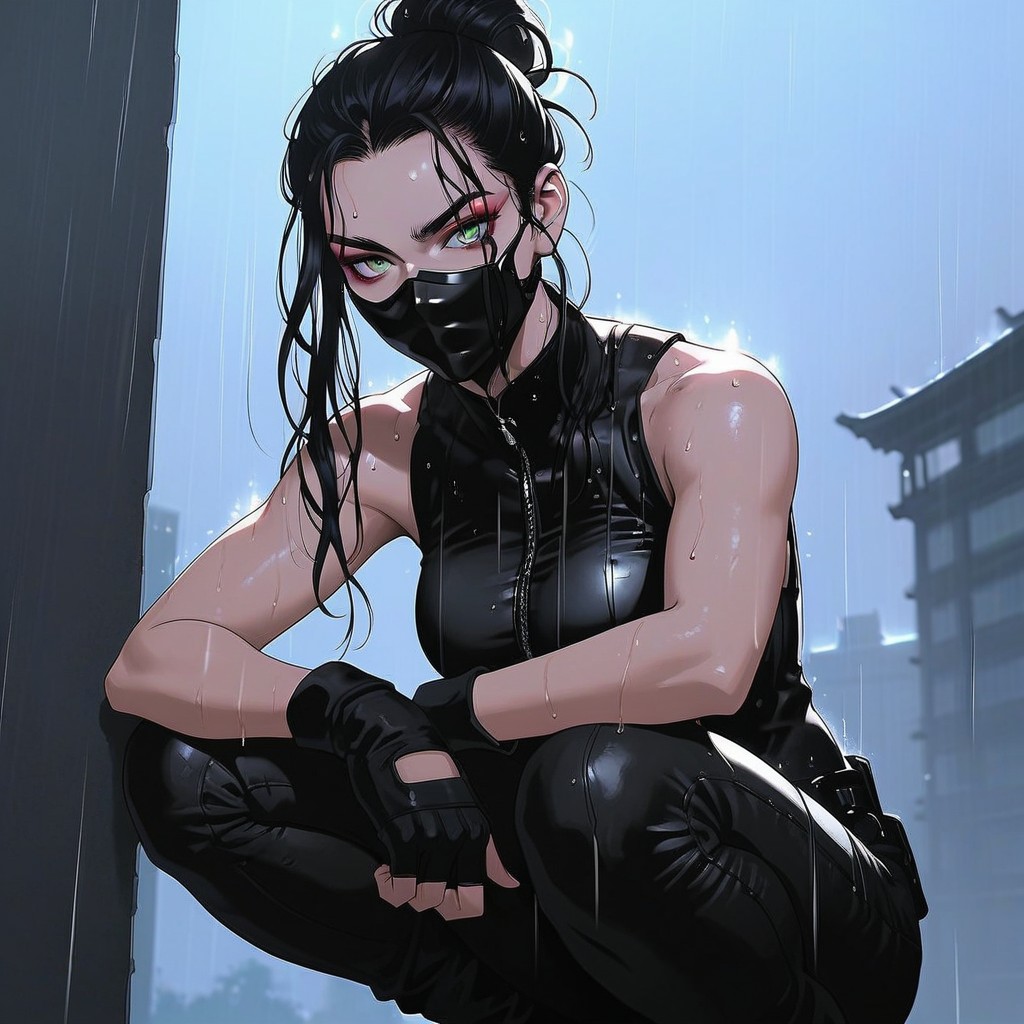Japanese, Rain, Dark Tones AI Porn