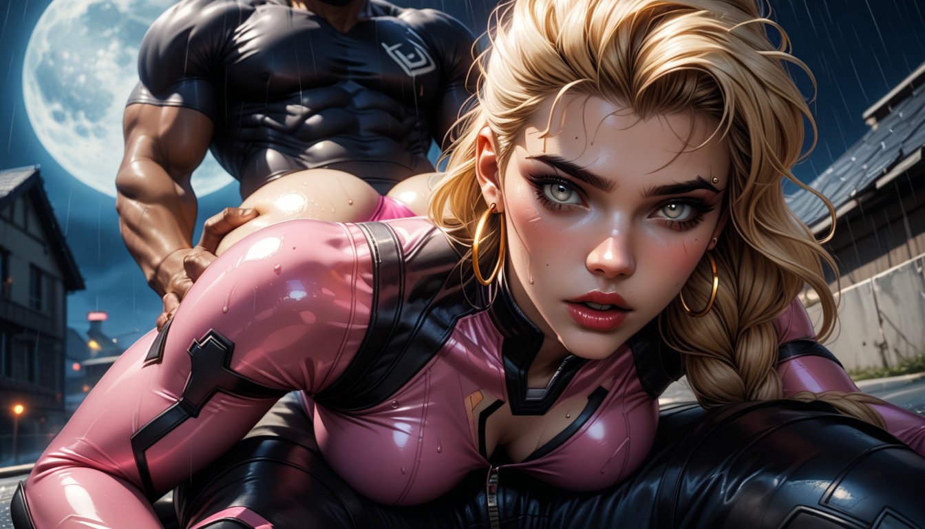 Motion Lines, Widowmaker From Overwatch, Zipped Open Costume AI Porn
