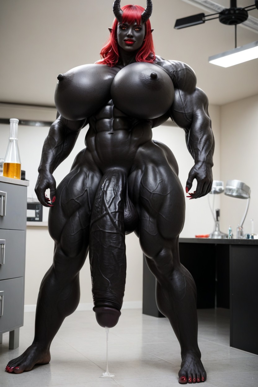 Impossibly Gigantic Black Cock, Exaggerated Big Butt, Seductive Pose Porno IA transsexuelle