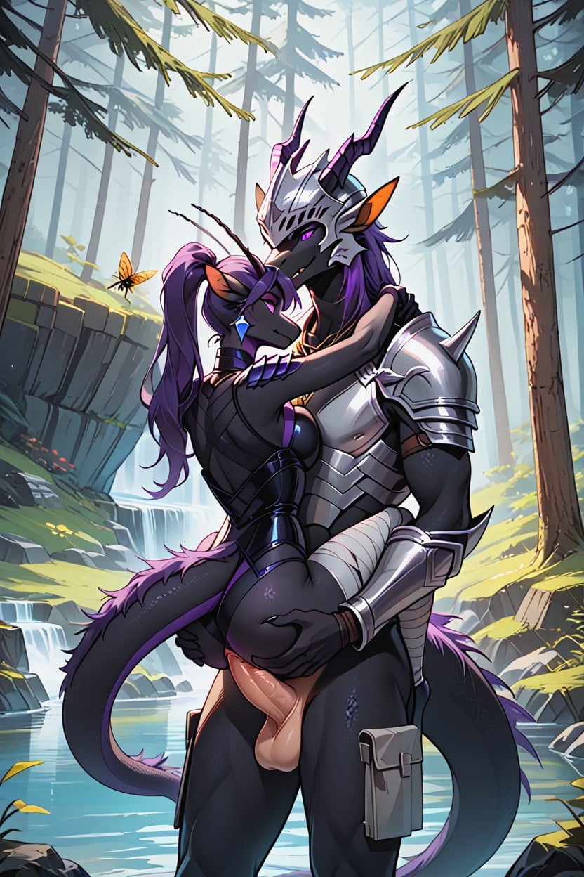 Purple Hair, Long Tail, Purple Eyes 퍼리 AI 포르노