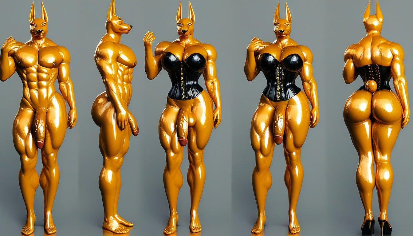 Glistening, Sweaty, Corset Gold Porno IA Furry