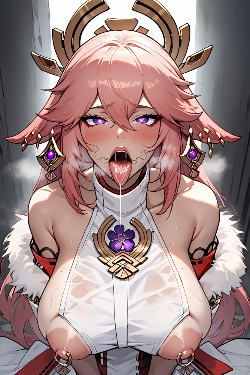 Male Stray Pubic Hair Around Her Mouth, Ultra Detailled, Heavy Breathing Hentai AI Porn