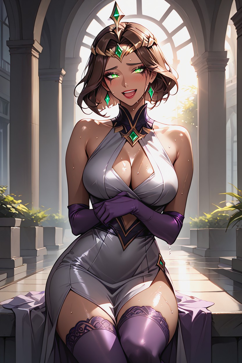 Black Eye Makeup, Brown Hair, Oiled Skin Hentai AI Porn