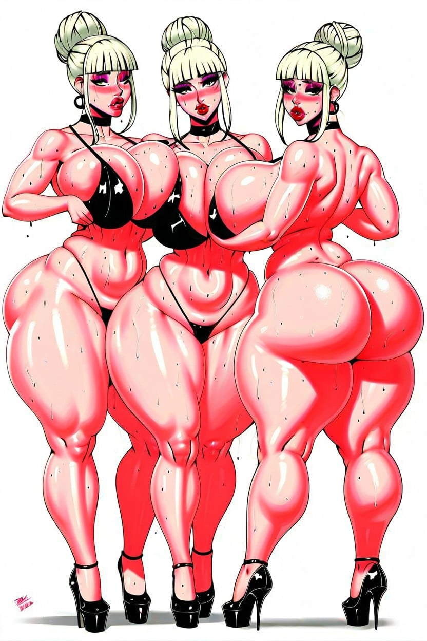 Sweaty, Long Eyelashes, Seductive Pose BBW AI Porn