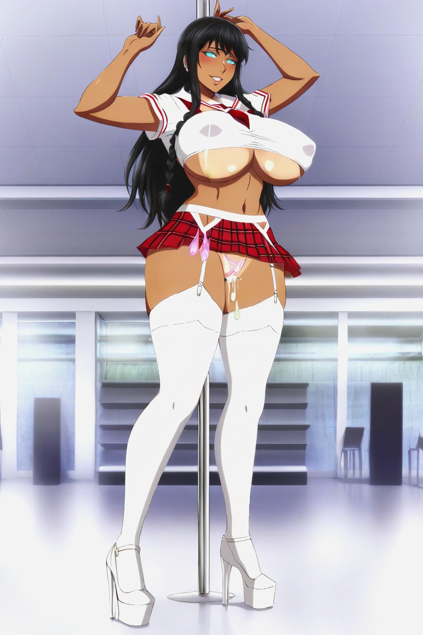 Light Gray Ultra Tight Skimpy Tutu Skirt, 20+, Sailor Uniform AI Porn