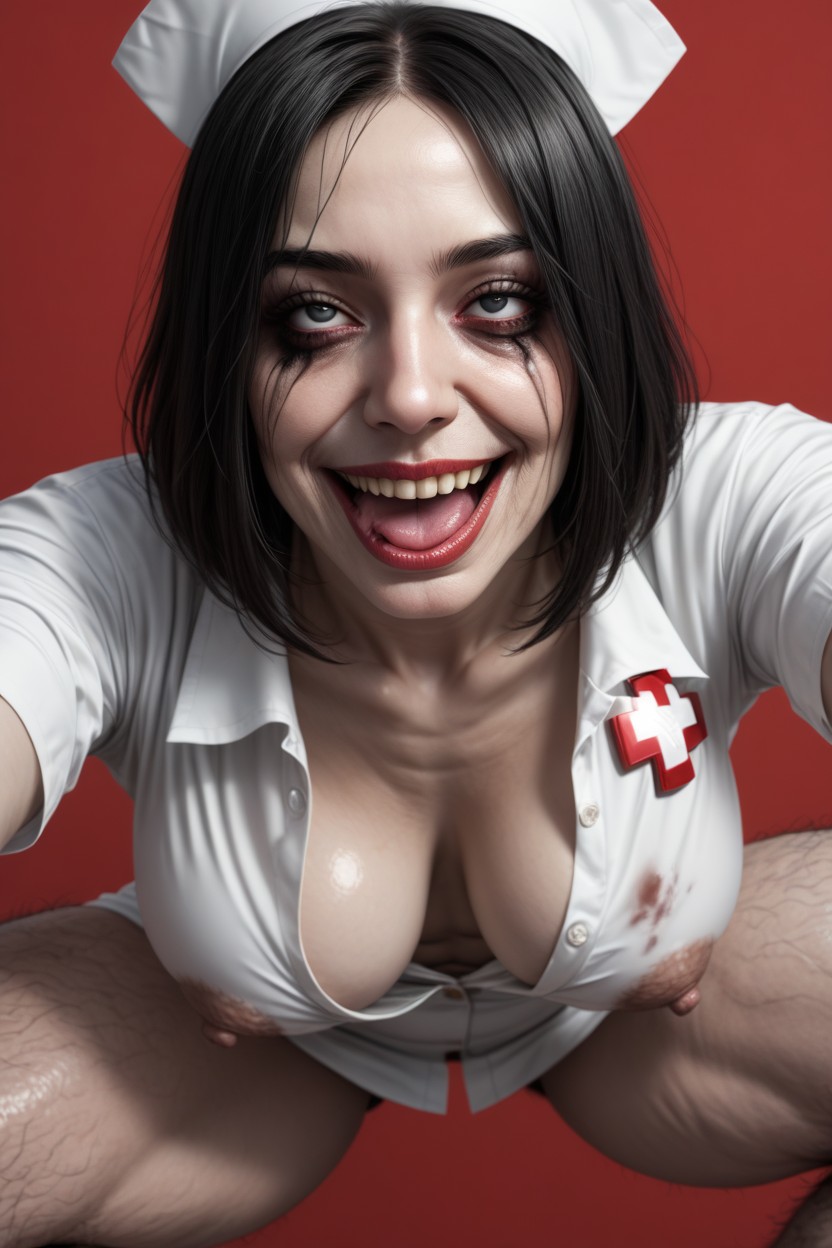 Wide Open Eyes, Nurse, Evil Smile Hentai AI Porn