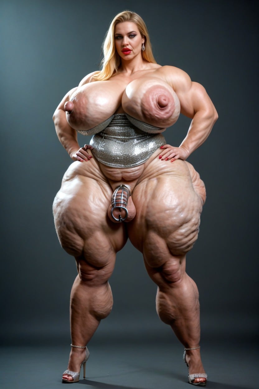 Extremely Muscular, Huge Large Thick Nipples, Blonde AI Porn