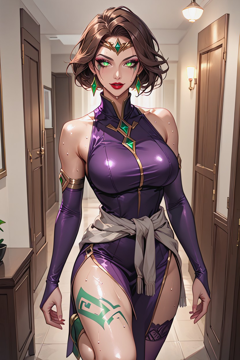Sharp Face, Adult Face, Black Eye Makeup Hentai AI Porn