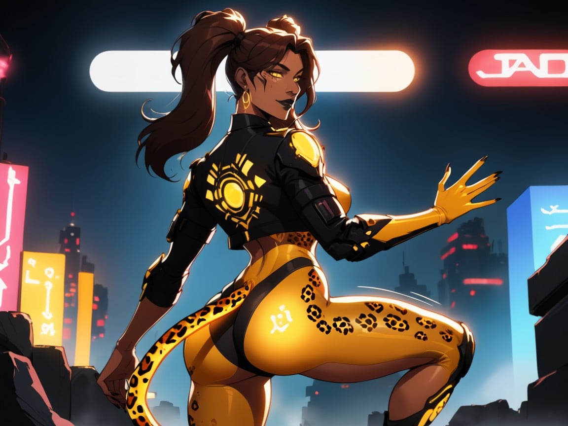 Hips Wider Than Shoulders, 18+, Glowing Gold Leopard Spots AI Porn