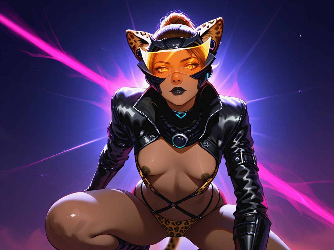 Obsidian Visor, Primer Plano, Leopard Tail Porno latina IA