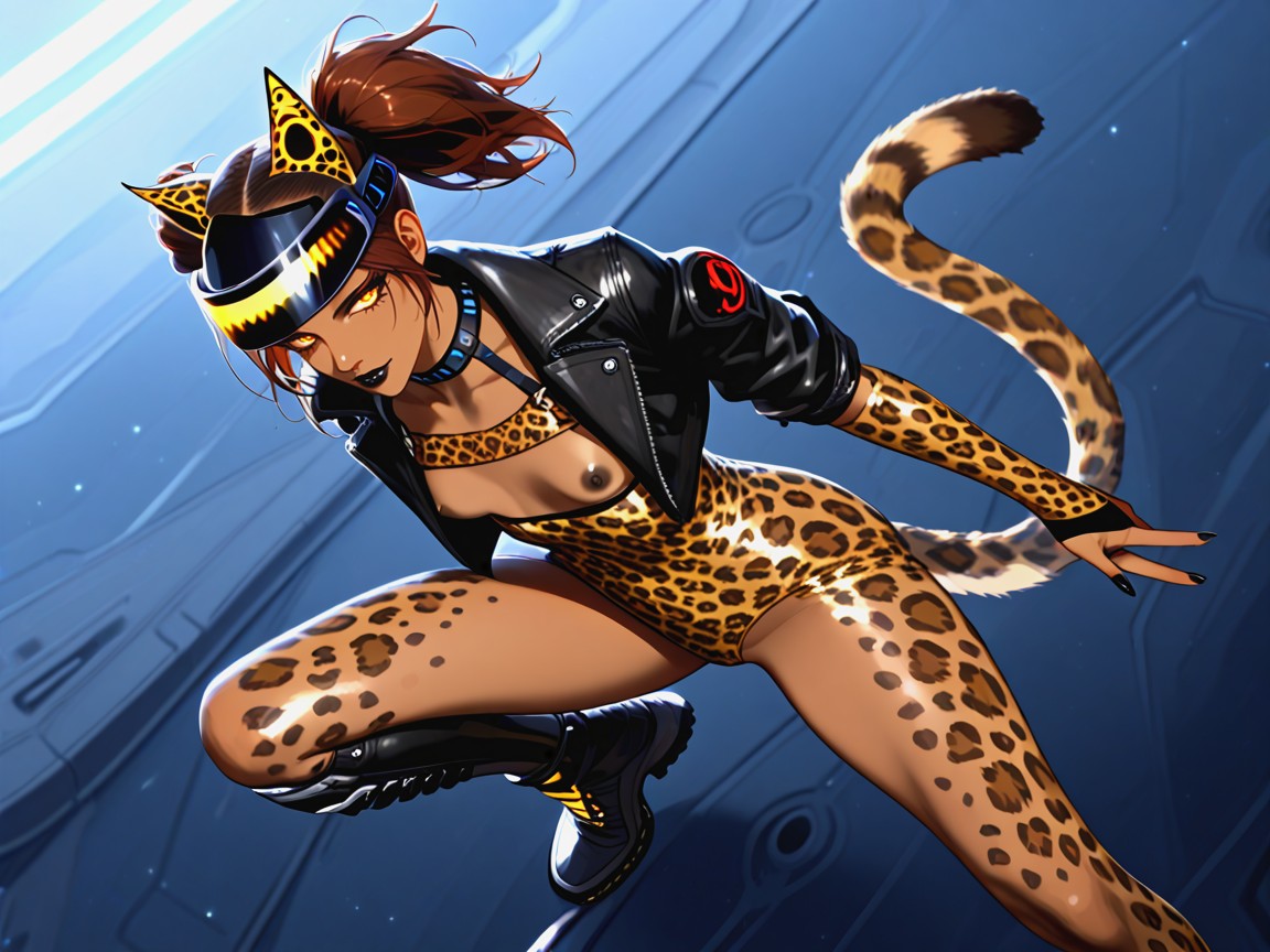 Obsidian Visor, Leopard Ears, De Haut En Bas Porno IA Latina