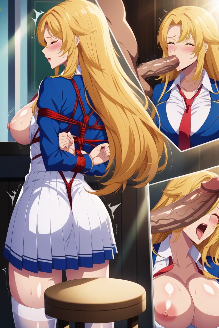 Blonde Extra Long Hair, Barstool Anal, Massive Cleavage AI Porn