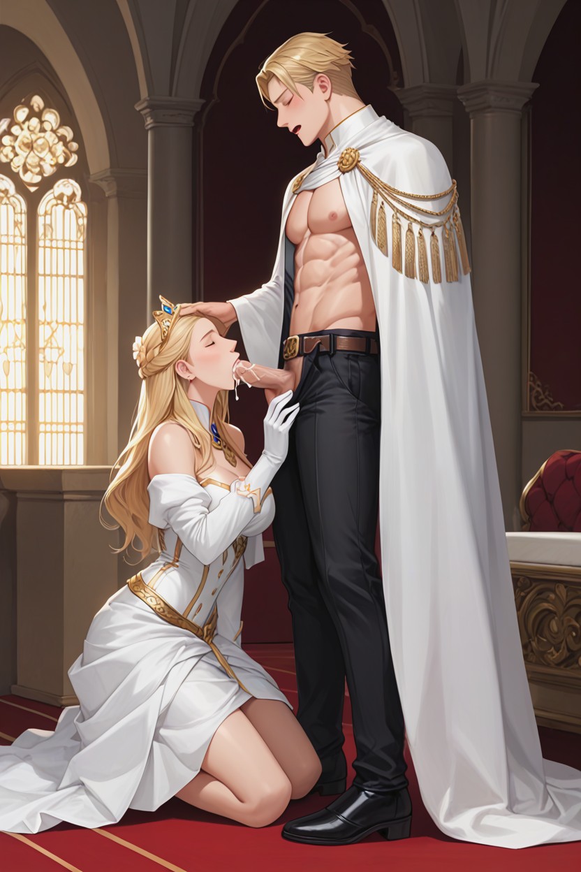 Standing, Blonde Hair, Fancy Royal Belt AI Gay Porn