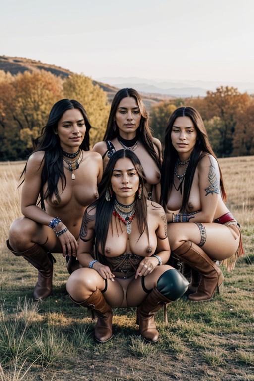 Smiling, Tribal Wear, Massive Breasts AI Porn