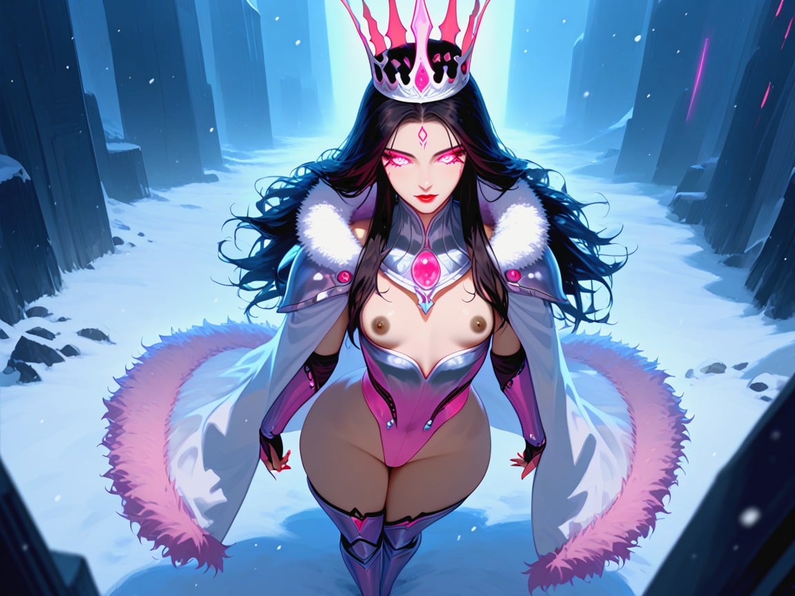 Futuristic War Setting, Searchlights Cutting Through Smoke, Vibrant Saturated Pinks And Whites Porno latina IA