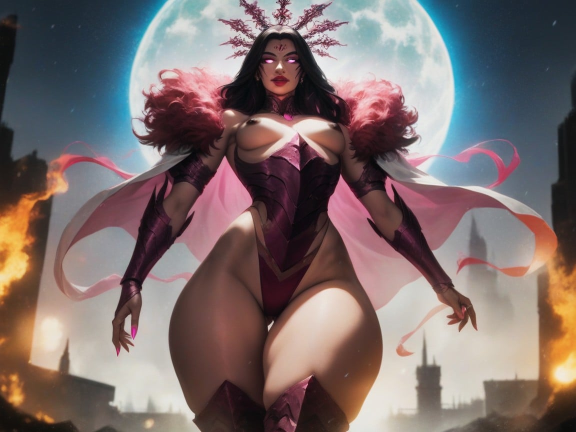 Pink Nails, Breasts Apart, Ornate Pink Alien Crown Hentai AI Porn