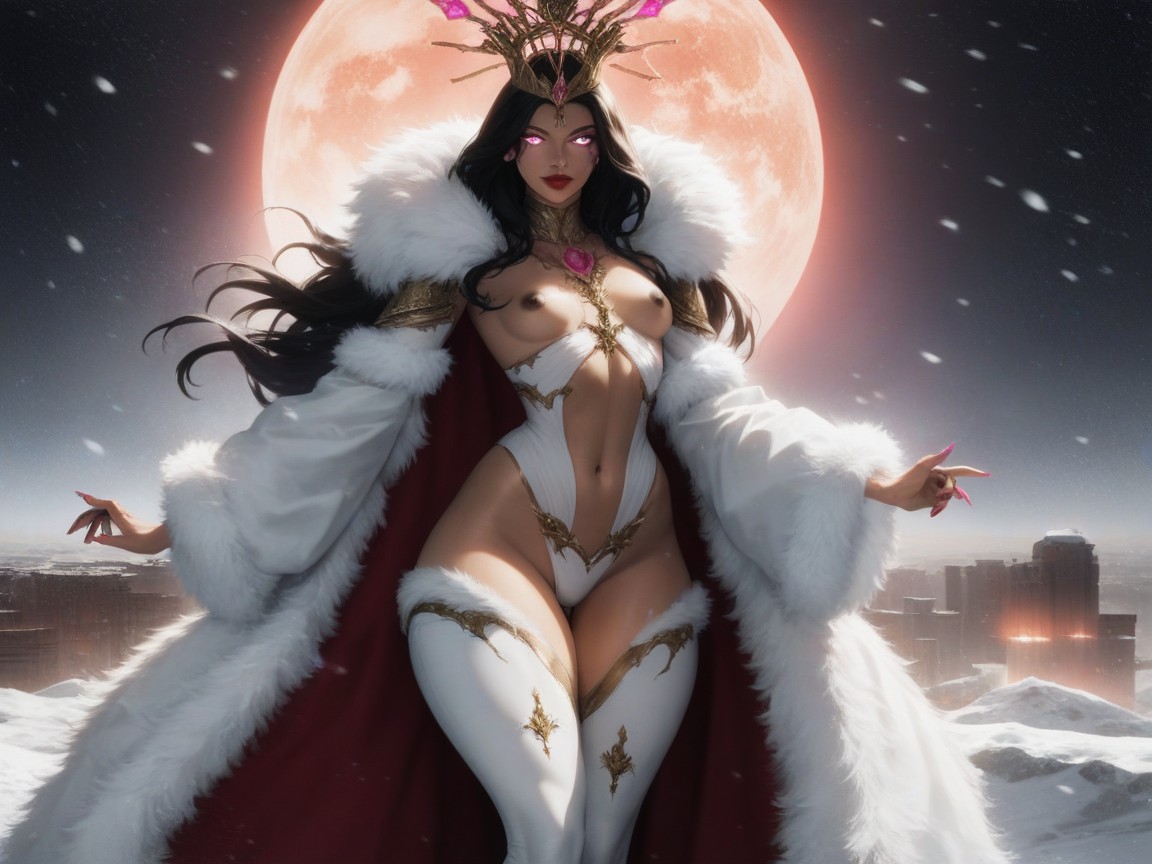 Glowing Pink Eyes, Breasts Apart, Snowing Hentai AI Porn