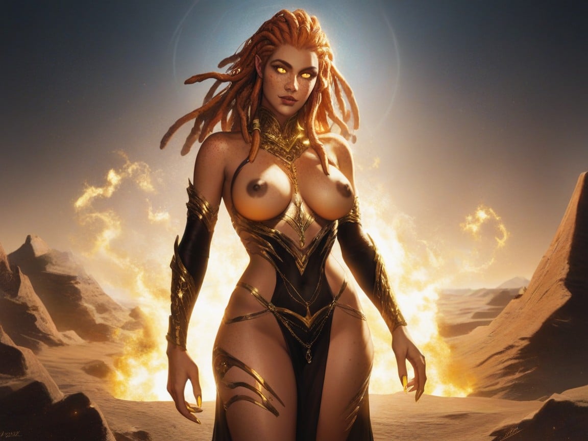 Medium Ass, Ginger, Glowing Amber Eyes With Afterimage Hentai AI Porn