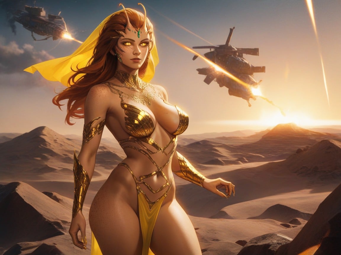 Gold Veins On Skin, Futuristic War Setting, Latina Hentai AI Porn