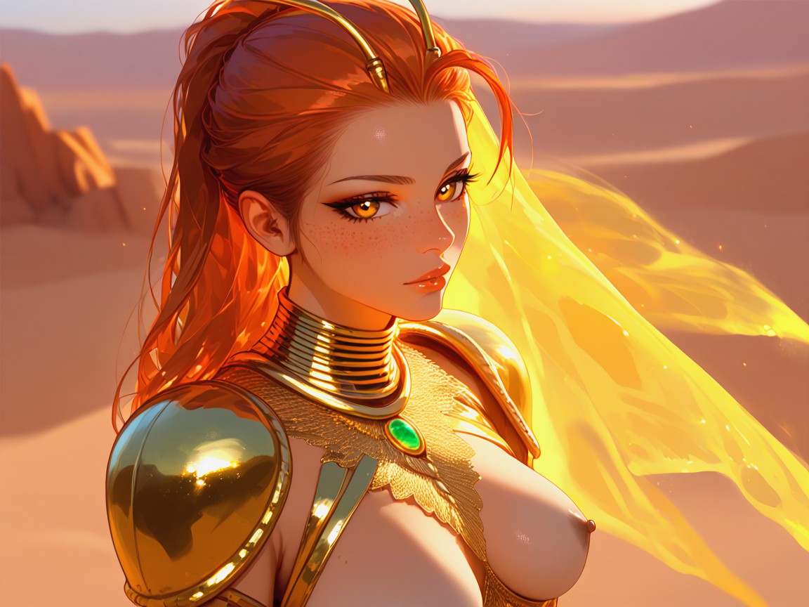 Gold Silk Robes, Dread Locks, Low Torso Height Latina AI Porn