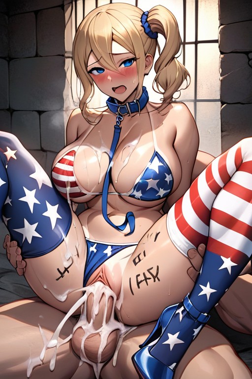 Oiled Skin, Blonde Hair, Missionary Sex Hentai AI Porn