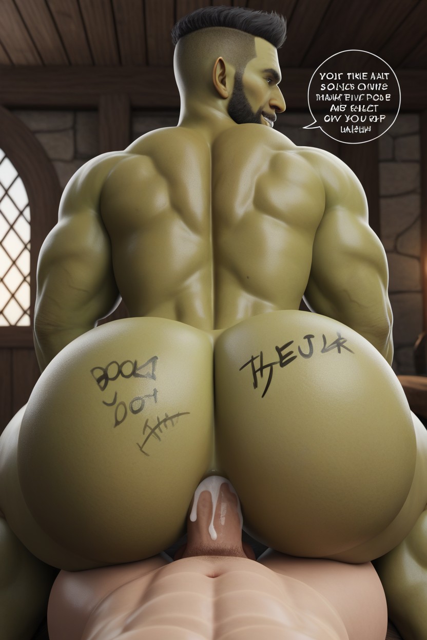 Rear View, Large Muscular Bottom, The Deadly Pleasure Causes A Fatal Orgasm AI Gay Porn